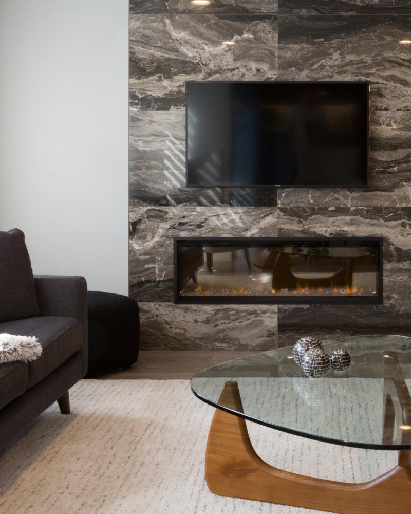 Dark Marble Fireplace Tile