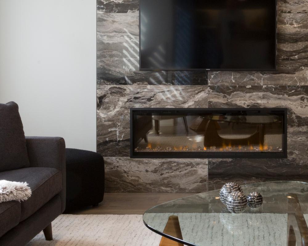 Dark Marble Fireplace Tile