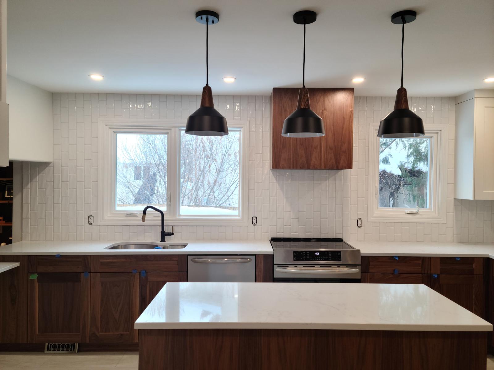 Vertically Stacked Subway Tile Kitchen Backsplash